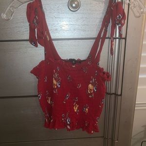 Red floral crop top